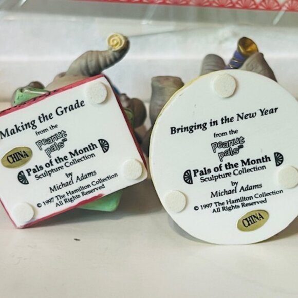 Elephant Figurine vtg Hamilton Collection BOX Pals Month New Year Making Grade - Picture 5 of 7